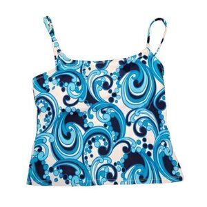 Jantzen Classics Tankini Top Turquoise, Navy White​​​​​​ Size Small